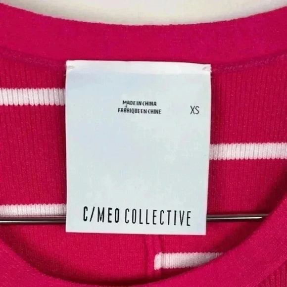 C/Meo Collective Pink And White Striped Puff Sleeve Sweater - Picture 7 of 8